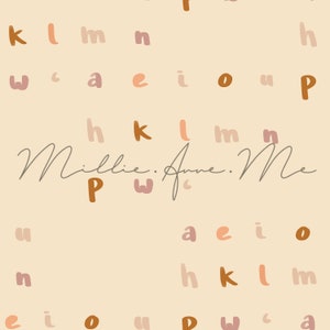 Piapa - Hawaiian Alphabet - Beige/Mauve - Repeating Pattern