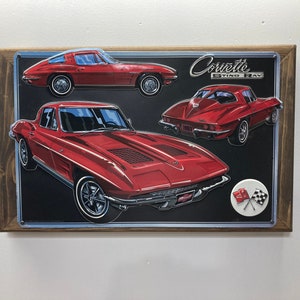 Hand Made Corvette Stingray Lighted Wall Art, GM Licensed