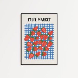 Fruitmarkt Aardbei Print l Modern Food Kitchen Decor