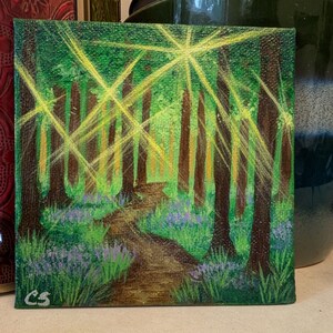 Miniature Forest Painting, Mini nature painting, home decor, wall art, Acrylic painting, Miniature art, hand painted , original painting