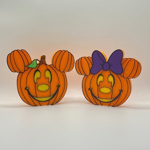 Mickey and Minnie Halloween Pumpkin Face Stand Up Inspired Disneyland/Disney World Decorations !!!