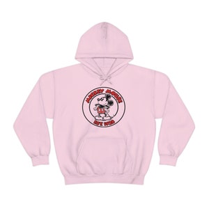 May include: Pink hooded sweatshirt with a black and red Mickey Mouse graphic and the text "Mickey Mouse Est 1928".