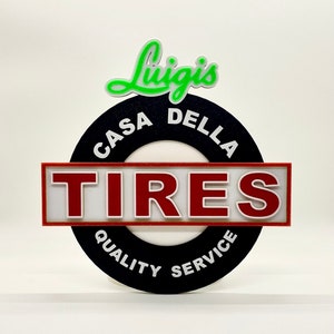 Luigi’s Casa Della Tires Servicio de calidad Resortes de radiador Cars ¡Letrero de Disney/Pixar inspirado en Disneyland/Disney World!