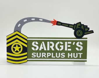 ¡Carteles inspirados en la cabaña de excedentes de Sarge! ¡Disneyland/Disney World/Radiator Springs! ¡Disney/Pixar!
