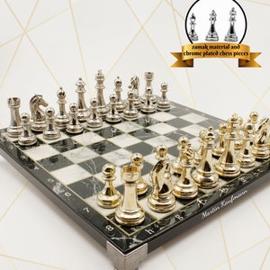 Gold Silver Color Classic Chess Set with Personalized Table