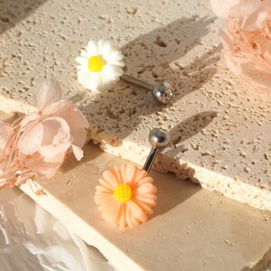 Polymer Daisy Flower Gem Top Navel Belly Button Ring