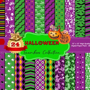 Halloween Seamless Repeat Pattern, Halloween Skull Spiders Digital Papers, Spooky, Scrapbook, Ghost Pumpkin Background, Printable Seamless