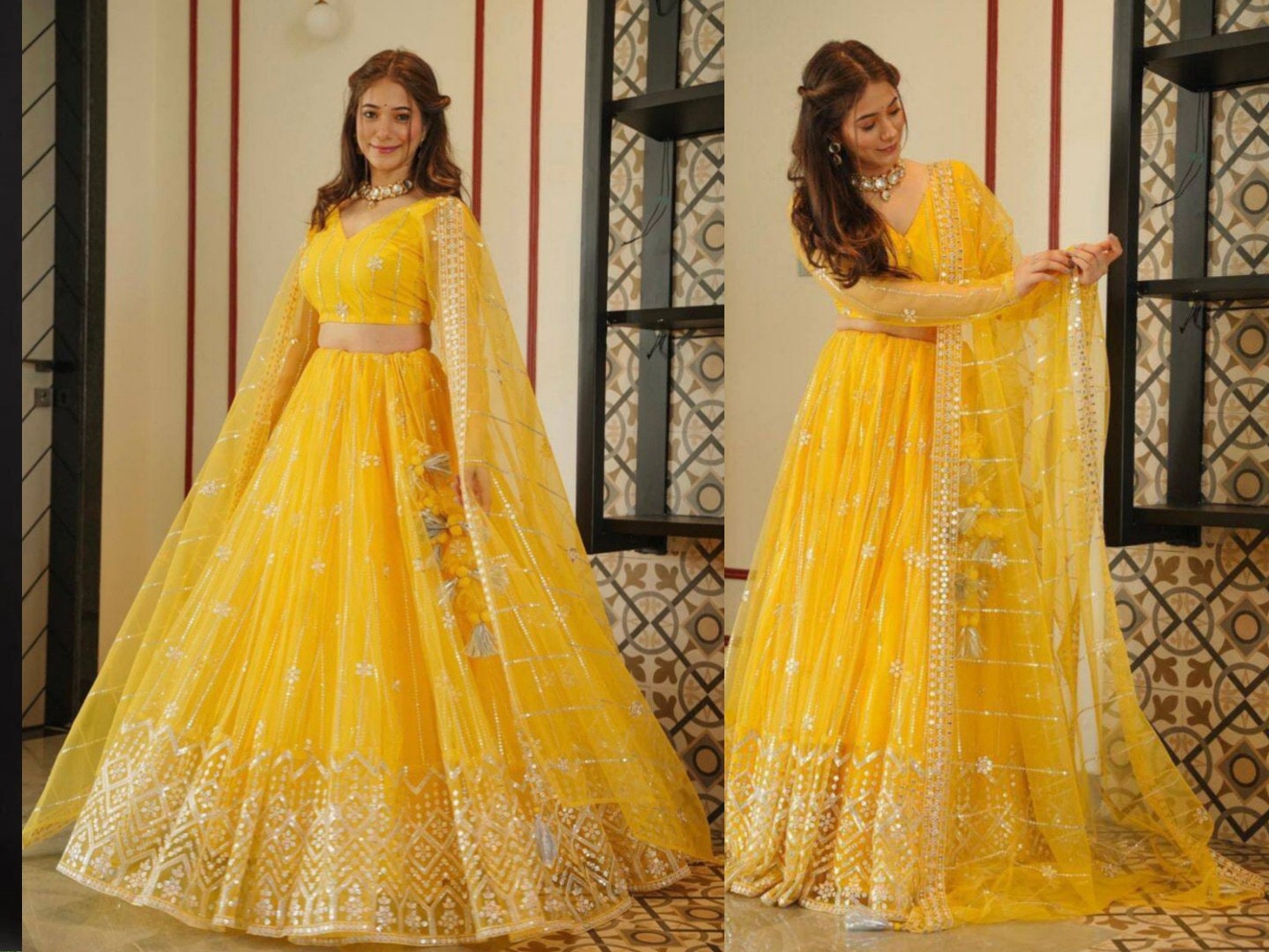 Buy Rang By Manjula Soni Samyukta Contrast Yellow Red Lehenga | Yellow &  Red Color Women | AJIO LUXE