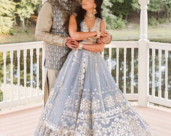 grey lehenga bridal