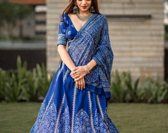 Bandhani printed Lehenga choli for women | Dance wear Bollywood style Lehenga | Navratri Lehenga choli | simple and attractive lehenga choli