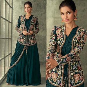 Koti style top blouse with saree