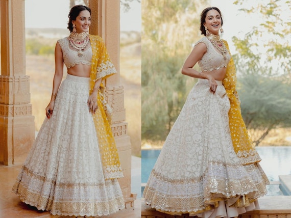 Kiara Advani Style Wedding Lehenga Choli Bollywood Celebrities Lengha Made  Georgette With Sequins Thread and Embroidery Work Lenghas 
