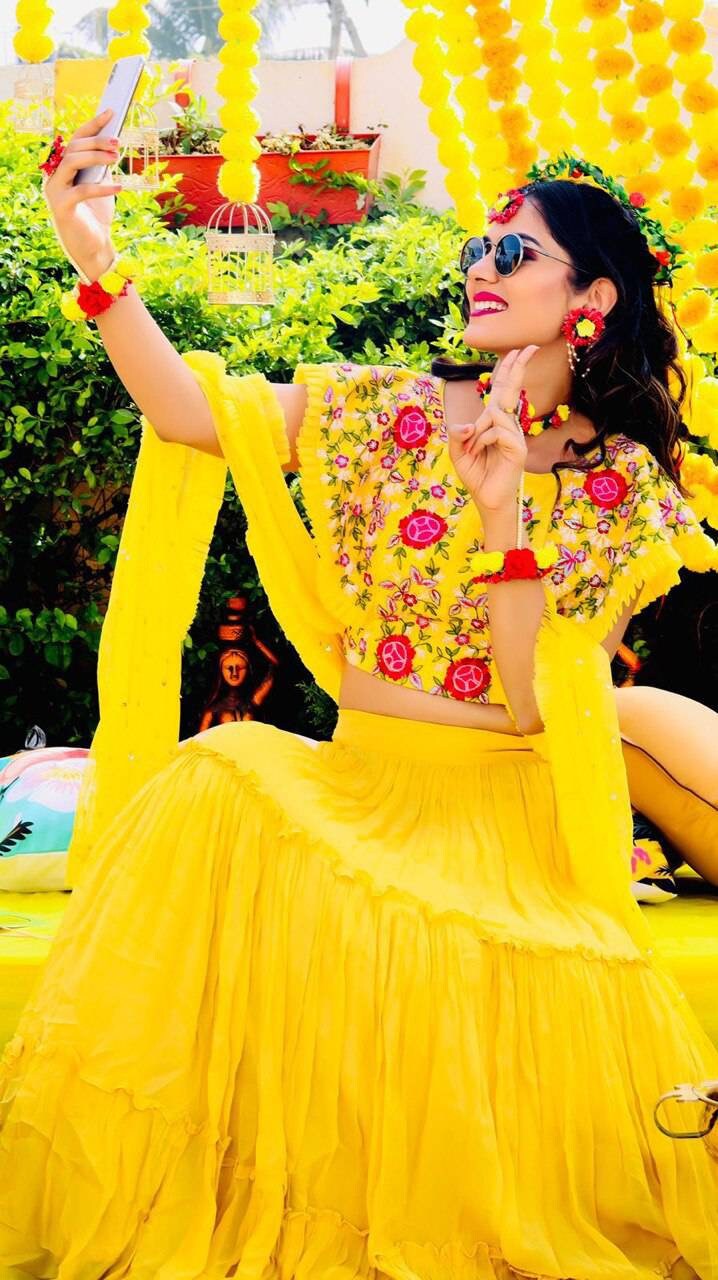 Yellow Bride Wedding Haldi Sharara 