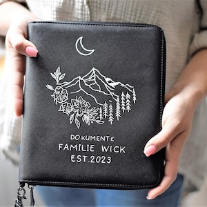 Familien-Organizer | Familienplaner aus Kunstleder | Geschenk zur Geburt oder Hochzeit | Bergliebe | Waldhochzeit | Wanderer