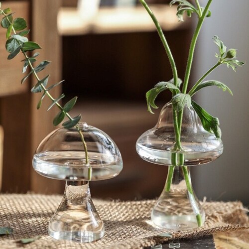 Mushroom Shaped Glass Vase Mushroom Flower Planter Home Etsy UK