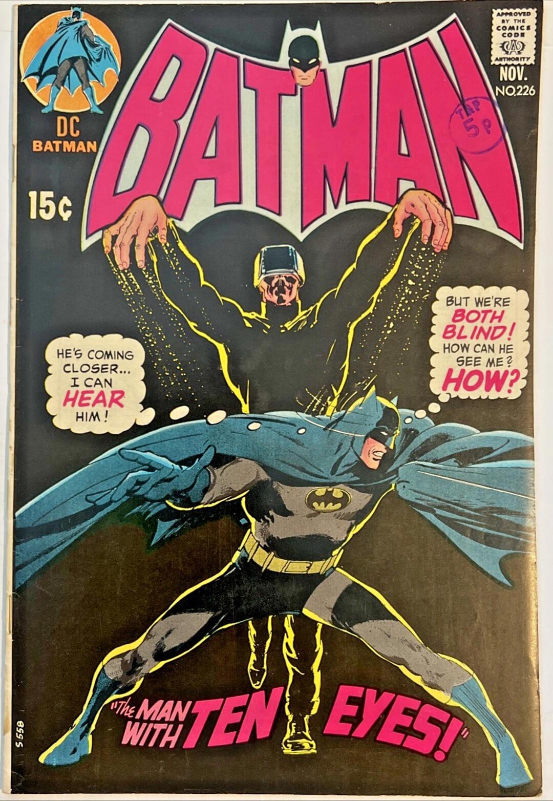 1970 Dc BATMAN #226 1st Appearance of Ten-eyed Man Neal Adams Cover Vg ...