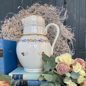 Rare antique water jug with monogram probably CA, & elaborate gold decorations, probably before 1900