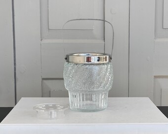 EK038 600 grams, Vintage unusual crystal ice bucket, glass ice cube tray, 1960s bar accessory, bar cart accessories & decor