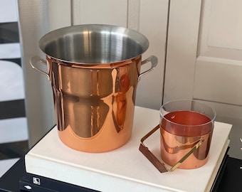 Ice Bucket Set Copper / Vintage Wine Cooler / Ice Container / Champagne Cooler / Mid-Century Ice Bucket / Wine Cooler / Barware / EK032