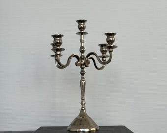 5-flame vintage candlestick / 5-arm metal candle holder / old classic candle holder / dining table decor / table lamp
