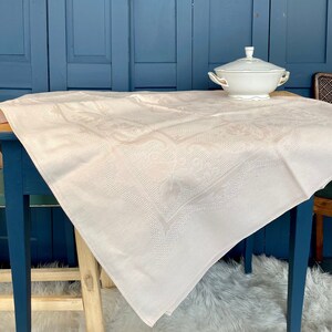 Grob gewebte Tischdecke #007 / bedruckt/ schweres grobes Halbleinen Baumwolle / Ornamente / Landhaus / Bauernhaus / Chalet / Cottage