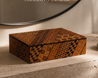 Japanese Yosegi Zaiku Marquetry Box Original Hakone Wood Mosaic Keepsake Box Handmade Japanese Wooden Jewelry Box Japandi Luxury Home Decor
