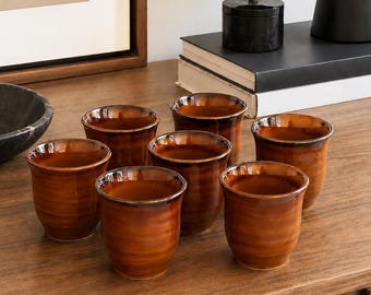 St Clement France Vintage Cups Set of 6 French Pottery Provence Cognac Ceramic French Country Decor Model 4700 Modern Mid Century Luxury