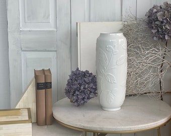 31,0 cm, Flower Vase Alboth & Kaiser, W Germany Porcelain Leaf Relief, Midcentury