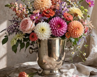 Vintage wine cooler / champagne cooler metal / silver-colored shiny polished / 1970s ice bucket / wine cooler natural patina / champagne cooler