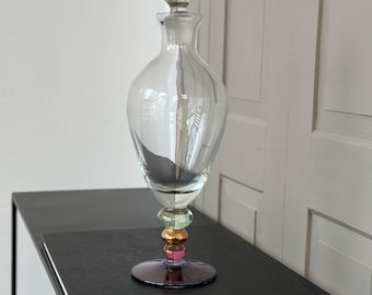 Vintage glass carafe / cut stopper / glass carafe / decanter / bottle whiskey cognac / liqueur shabby / boho / exquisite design