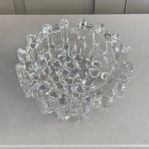 1750 grams / Vintage Ashtray Large / Glass Bowl Crystal Glass / Cut Glass / Bowl Heavy / Solid / Retro Glass