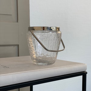 EK026 / クラックルガラスヴィンテージアイスバケット / アイスキューブトレイ / アイスペール / 60 年代バーアクセサリー / BarCart 装飾 / バーカート装飾 / ホームバー