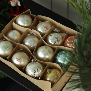 Set of 12 PCS / 6 cm / vintage Christmas tree balls / 50s-60s Christmas decorations / colorful Christmas tree decorations / mouth-blown Christmas balls