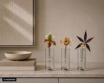 Solifleur Vases by Düsterhaus for Walther Glas Set of 3 West Germany 1970s Mid-Century Modern Scandinavian Designer Homes sculptural solid
