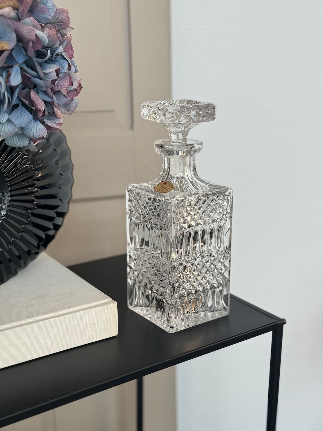 2000 Grams / Vintage Glass Carafe / Rectangular / Loft Style / Lead ...