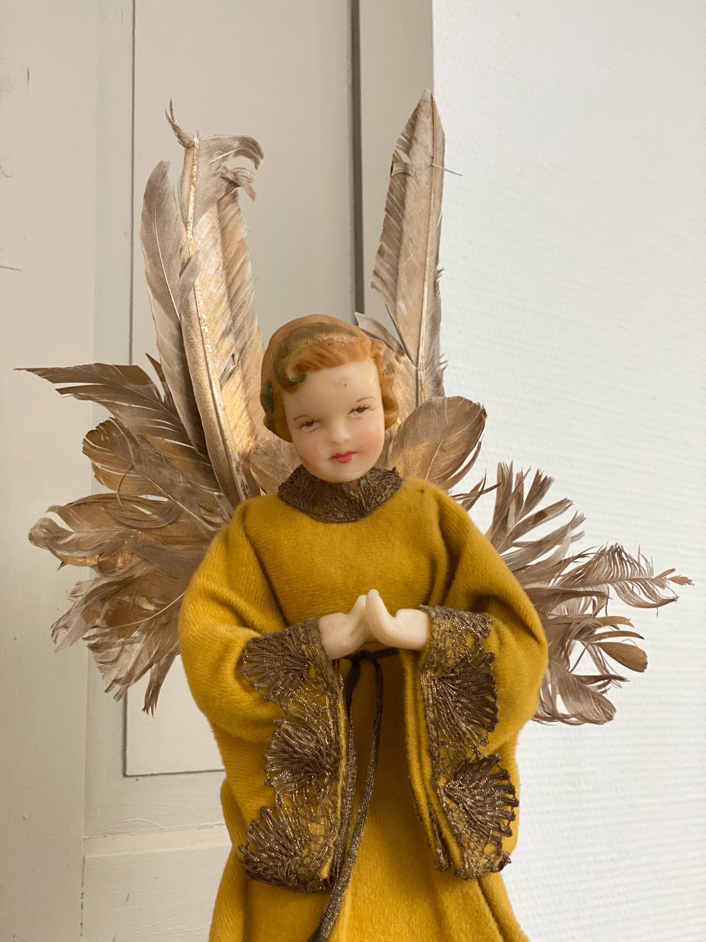 36 X 20 Cm Handmade Christmas Angel / Wax Head & Hands