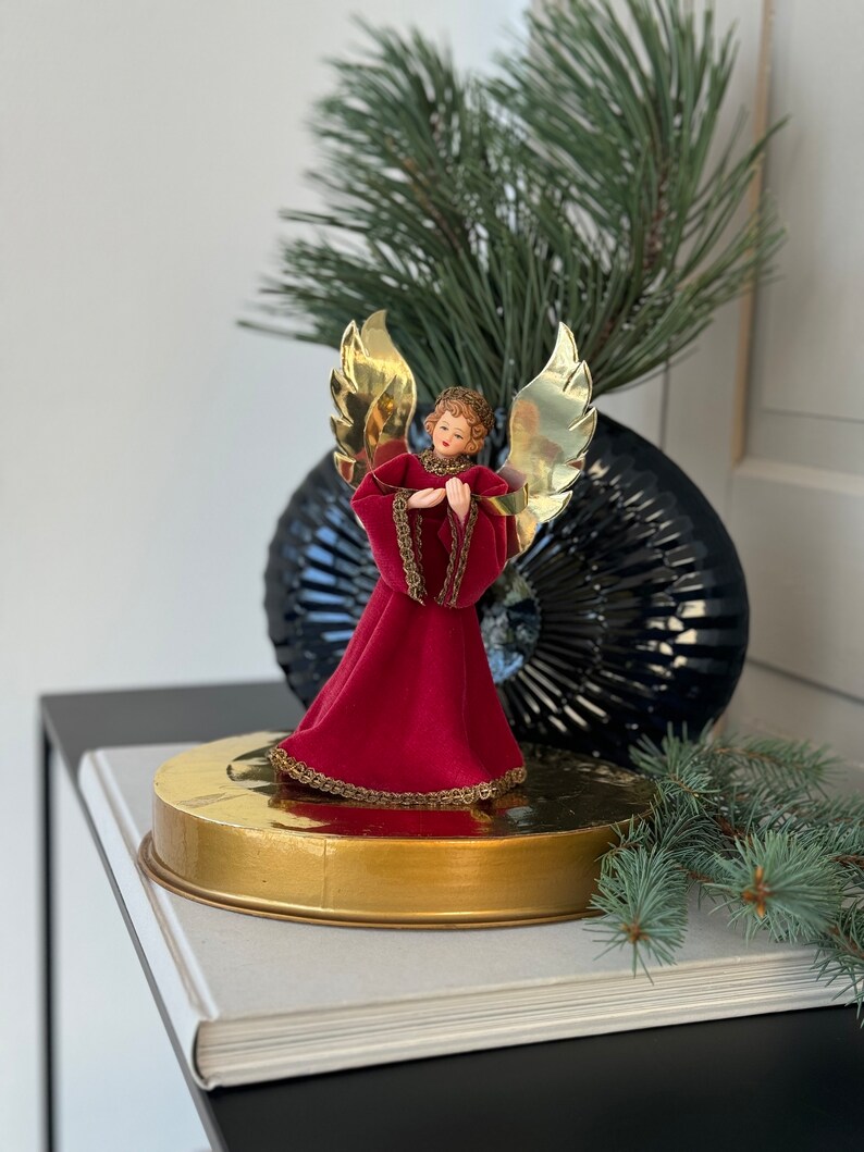 19 X 14 Cm / Christmas Angel / Head & Hands Made of Plastic / Tinsel