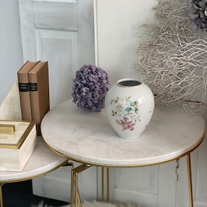 15.5 cm, flower vase Fürstenberg Germany, floral motif, glossy glaze, porcelain, in Germany, bulbous vase Fürstenberg