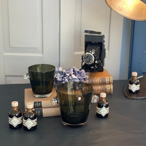 EK-024 Set 2 Stück / Gral Glas / Rauchglas / Mid Century Eiskübel / Glas Eiswürfelbehälter / 50s-60s Bar/  BarCart Accessories Decor