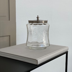 600 Gramm / Vintage Glas Eiskübel / Eiswürfelbehälter aus Glas / 1940er Jahre / Art Déco Bar Zubehör / BarCart Decor / Henkel fehlt