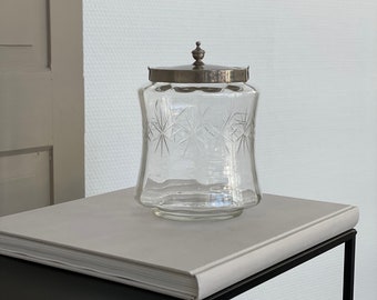 600 grams / Vintage glass ice bucket / Glass ice cube tray / 1940s / Art Deco bar accessory / Bar cart decor / Handle missing