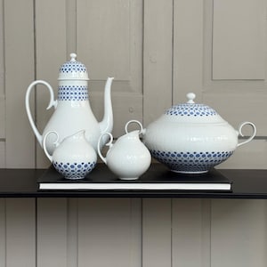 Set of 4 pieces / Rosenthal Romanze Secunda blue - Björn Wiinblad - Selection - Ragout terrine - Mocha pot - Milk jug - 60s Mid Century