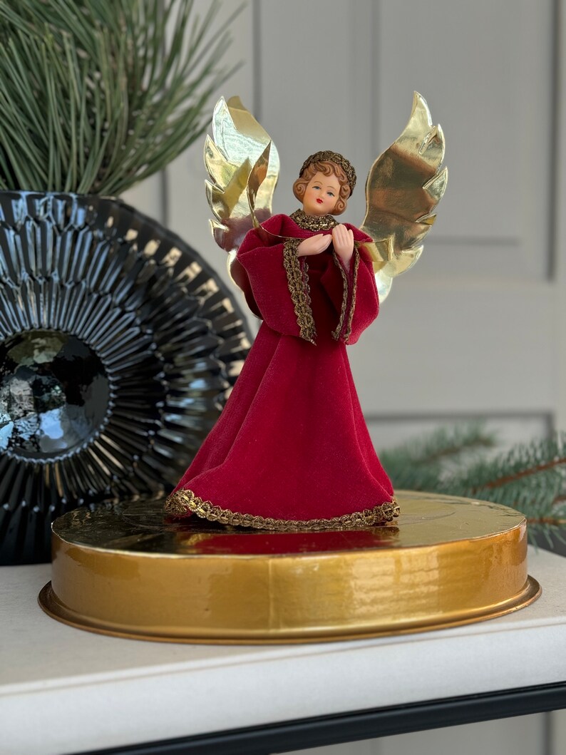 19 X 14 Cm / Christmas Angel / Head & Hands Made of Plastic / Tinsel