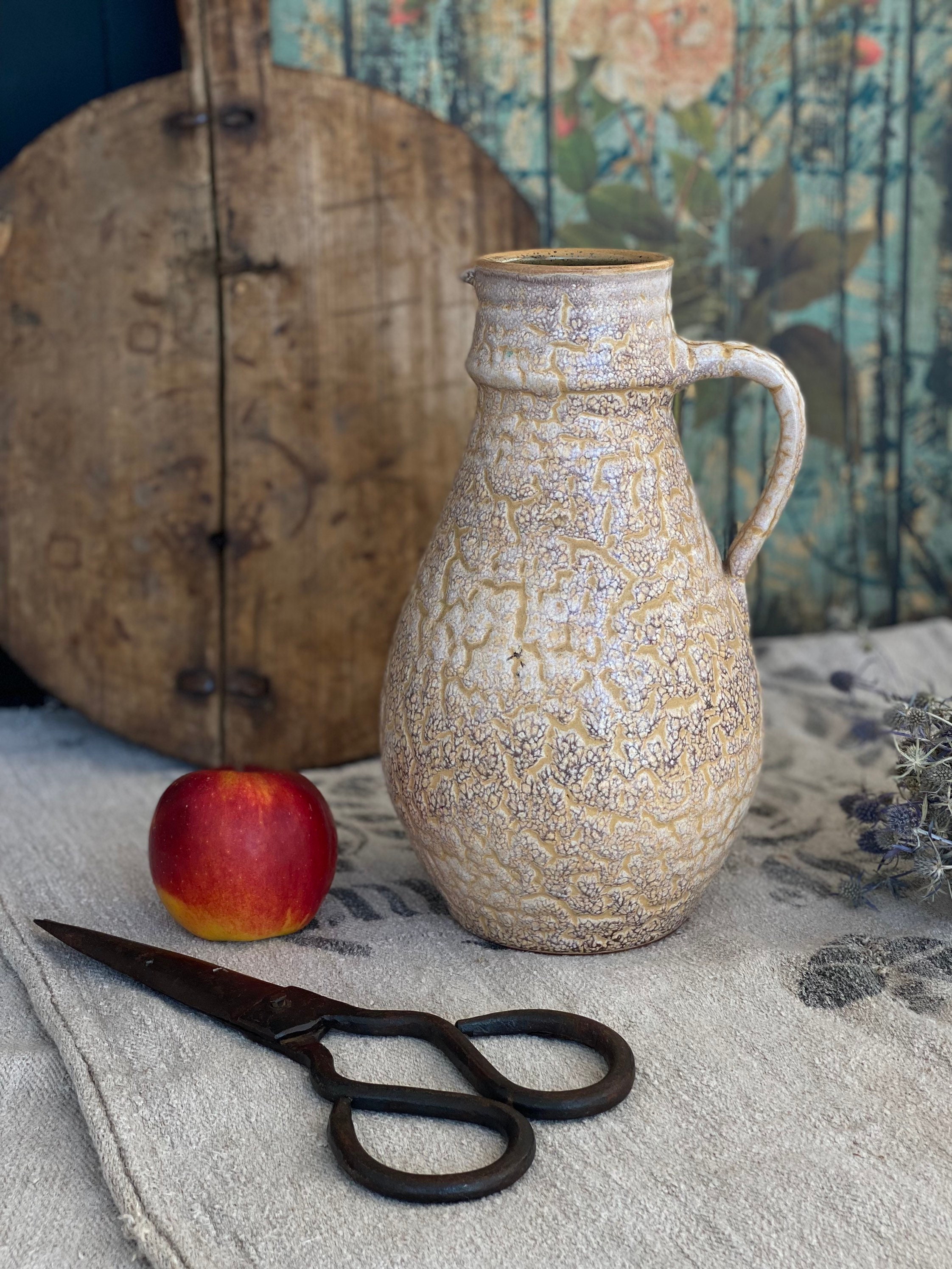 27,5 Cm , Vintage Clay Jug, Bavaria, Handmade, Unusual Glaze - Etsy