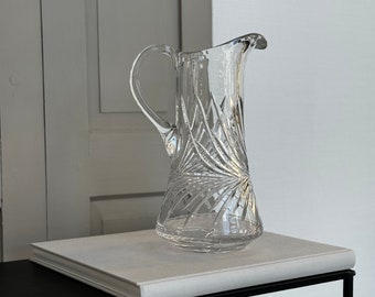 2100 grams vintage lead crystal jug / heavy crystal glass jug / vintage glass jug / water jug / hand cut / bar cart eyecatcher