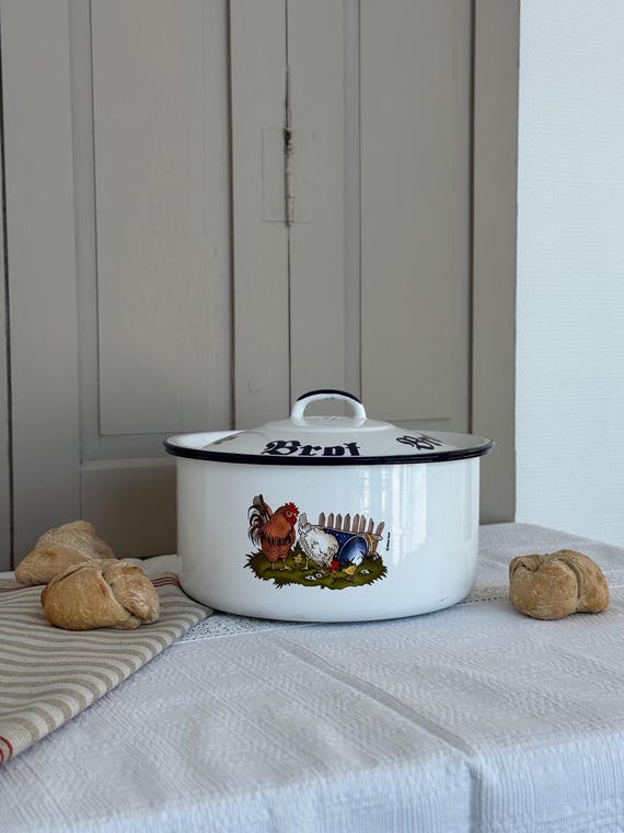Grande Boîte à Pain En émail Hollandais Vintage - Bleue - Originale Années ?