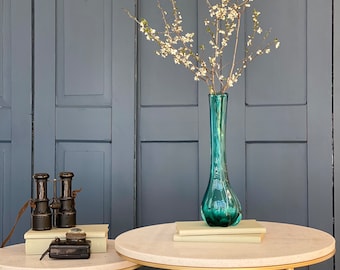 Vintage glass vase retro solid / 60s / dark green turquoise tone / Mid Century Style / Retro Vases / 60s Vintage Vase