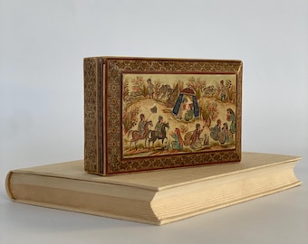Vintage box / Persian wooden box / Storage box with inlays / Wooden casket / Persian Khatam box