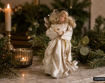 Christmas Angel Vintage Angel Tree Topper old Marx-Engel West Germany handmade Wachsengel Germany Rauschgoldengel 20 cm christmas collectibl