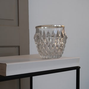 EK024 / 1020 Gramm / Vintage Kristall Eiskübel / Glas Eiswürfelbehälter / 1960er Jahre / Bar Zubehör / BarCart Accessories / Decor